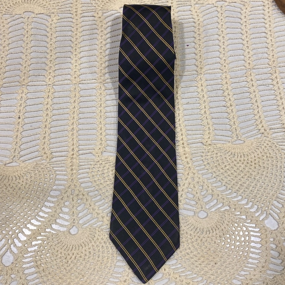 Lauren Ralph Lauren Black With Yellow and Purple Diagonal Stripes, NWOT